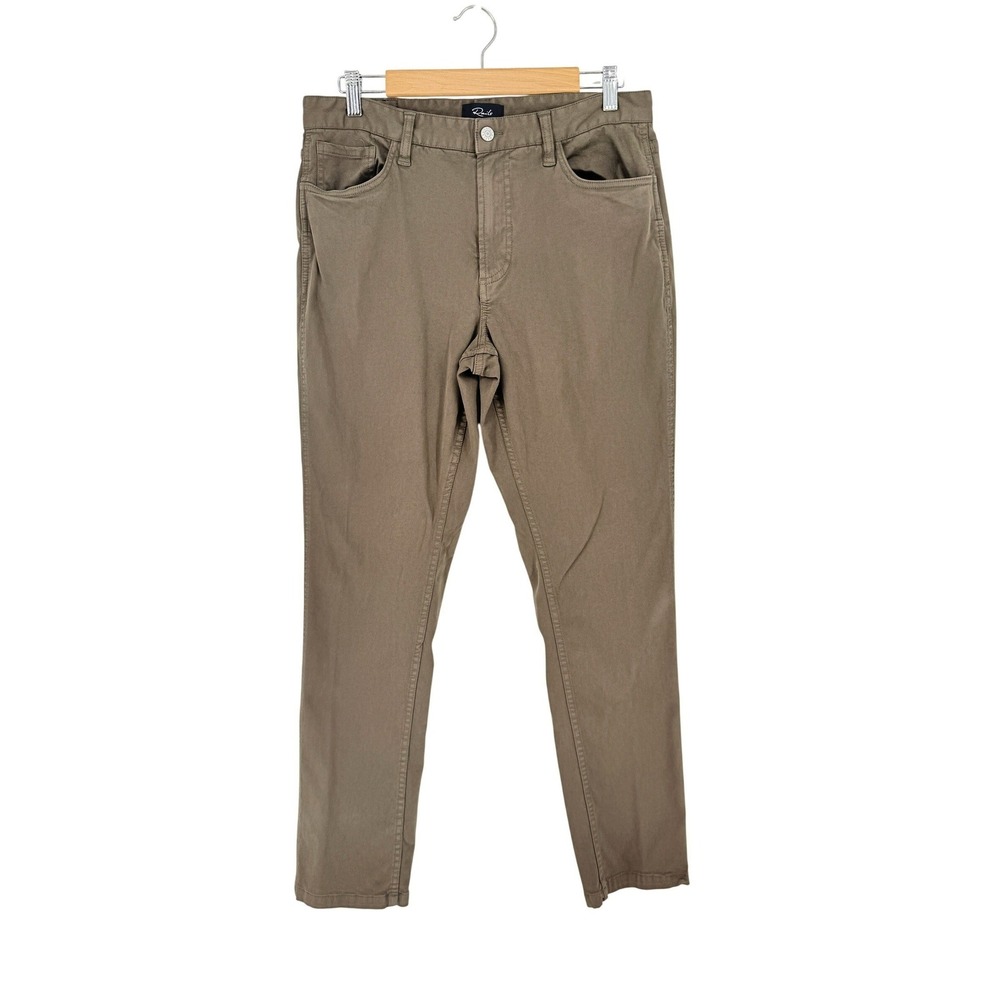 Rails Mens Slim Fit 5-Pocket Pants Olive Brown Cotton Stretch 31 Old Money Prep